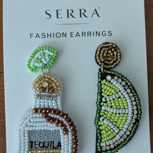 Serra Green and Gold Beaded Earrings NWT